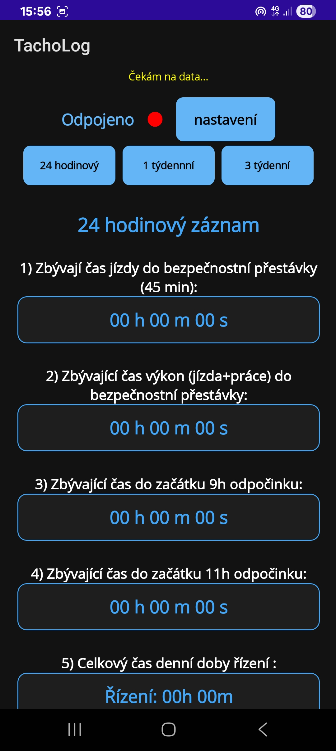 Tacholog obrazovka 3