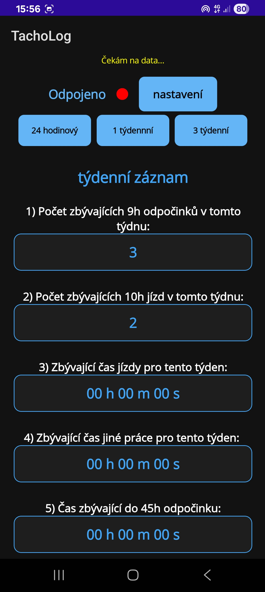 Tacholog obrazovka 4